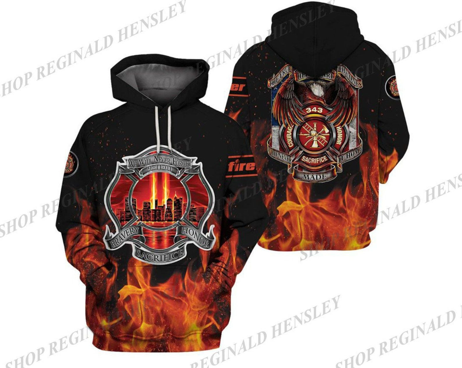 We Will Never Forget 9-11-01 Firefighter 3d Printed Pull Over Hoodie, Zip Up Hoodie