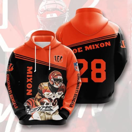 Amazon Sports Team Joe Mixon Cincinnati Bengals No192 Hoodie 3D Size S to 5XL