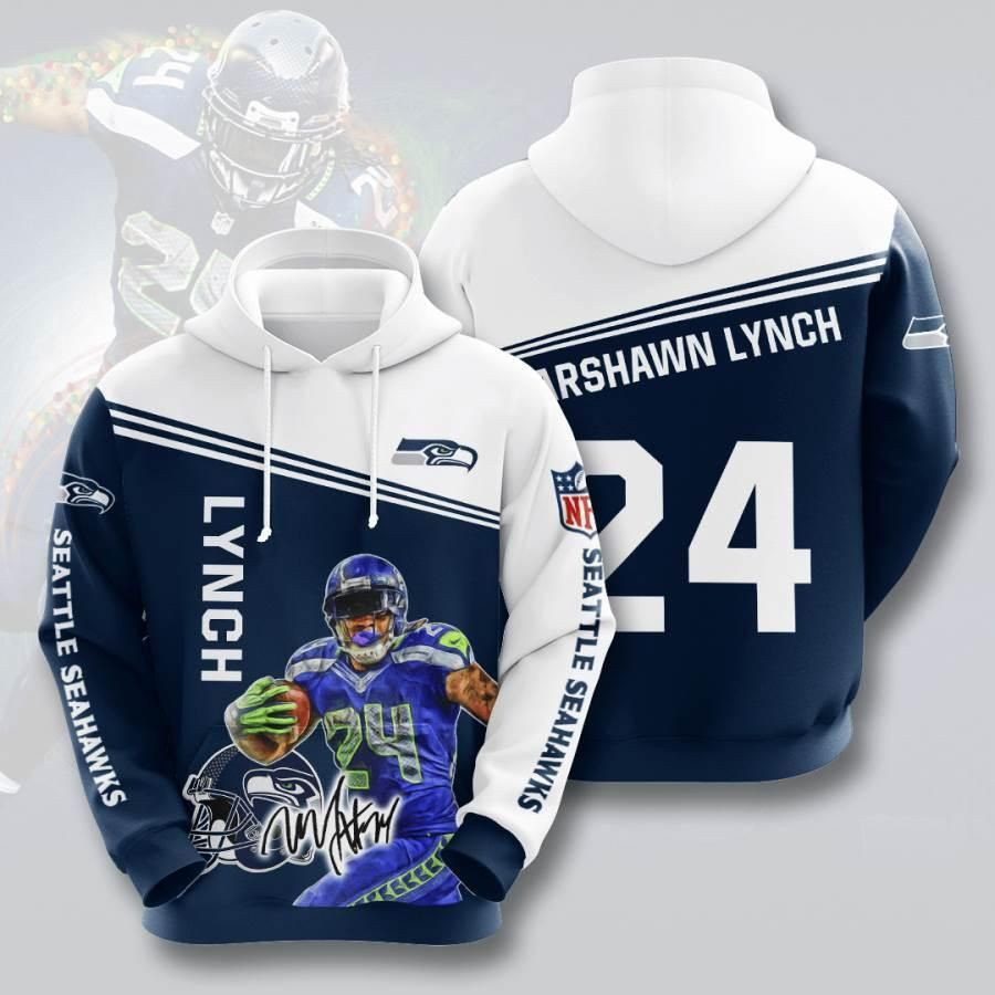 Sports American Football Nfl Seattle Seahawks Marshawn Lynch Usa 902 Hoodie 3D Size S to 5XL