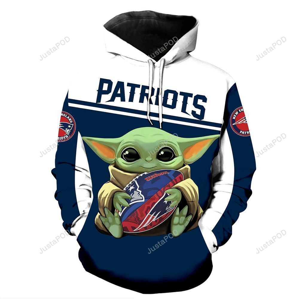 Official Baby Yoda NFL New England Patriots For Unisex 3D All Over Print Hoodie, Zip-up Hoodie