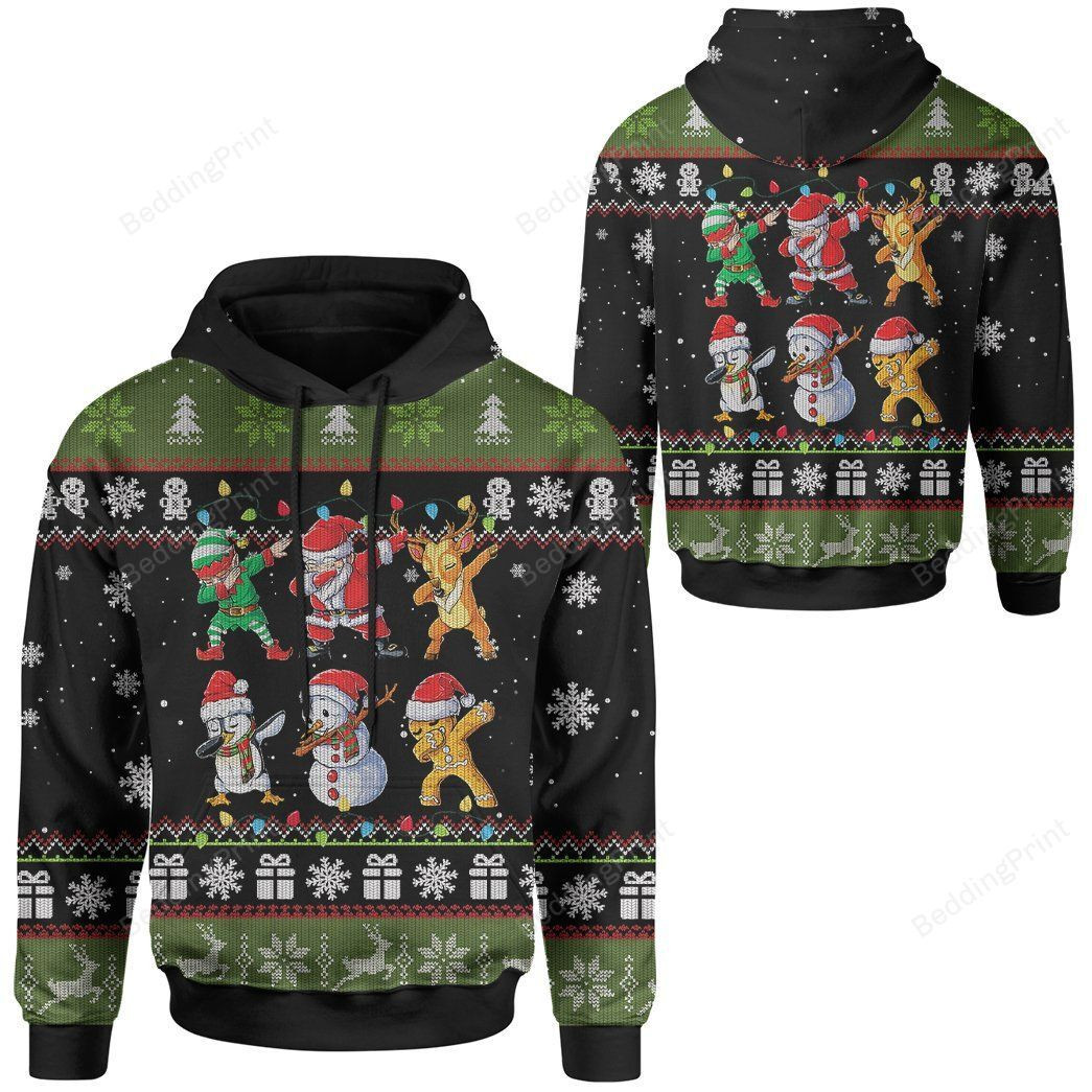 Christmas Dabbing Ugly 3D All Over Printed Hoodie, Zip- Up Hoodie