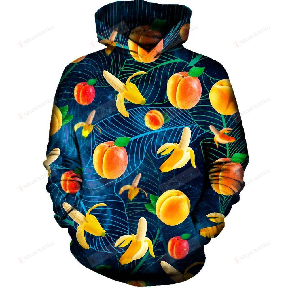 Banana And Peach For Unisex 3D All Over Print Hoodie, Zip-up Hoodie