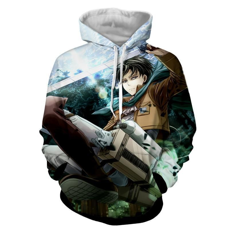 Attack on Titan Cool Levi Ackerman Survey Corps Ace 3D All Over Print Hoodie, Zip-up Hoodie