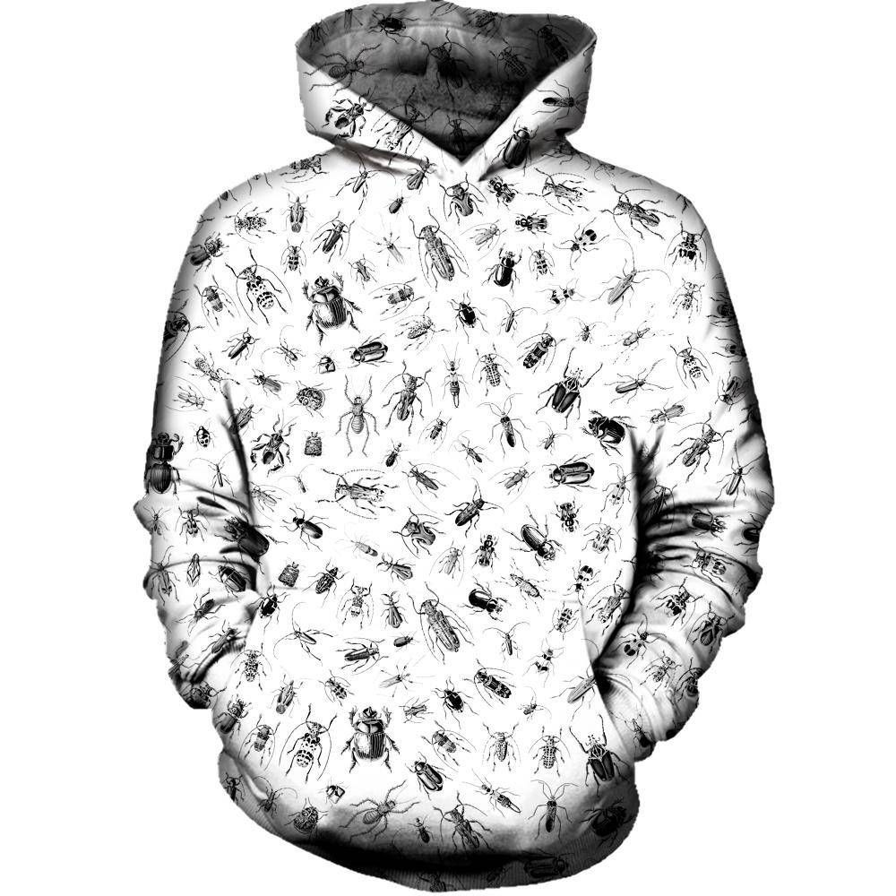 Beetlemania White 3D All Over Printed Hoodie, Zip- Up Hoodie