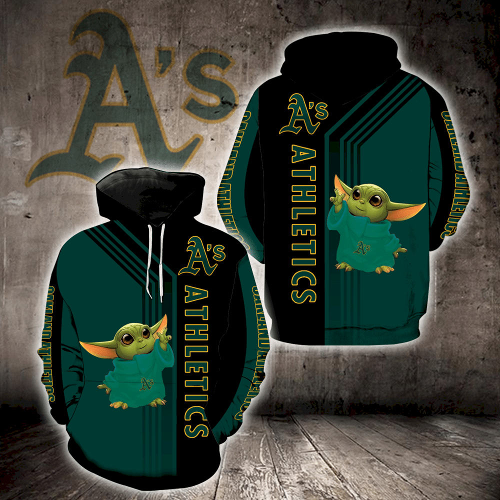 Oakland Athletics Baby Yoda Full Print K1294 Hoodie Zipper Men Women