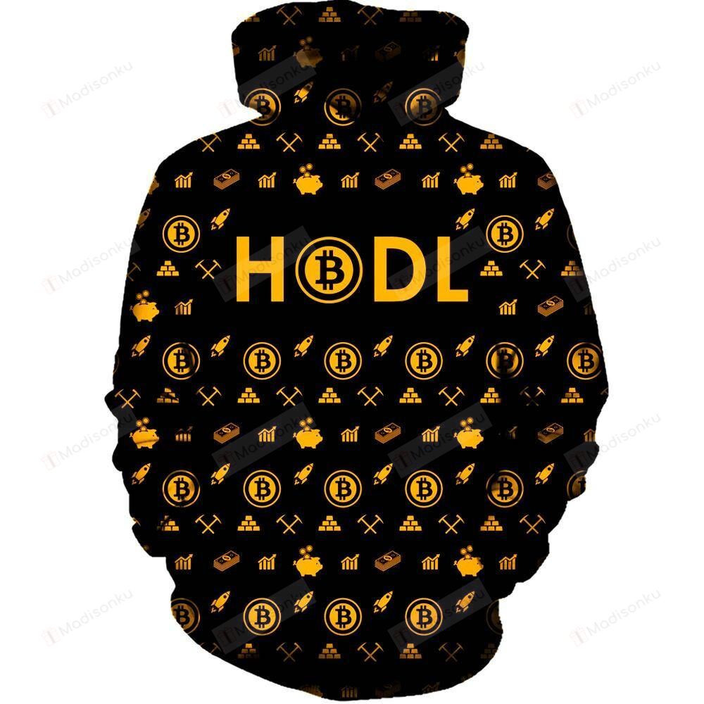 Bitcoin HODL Gold 3D All Over Printed Hoodie, Zip- Up Hoodie