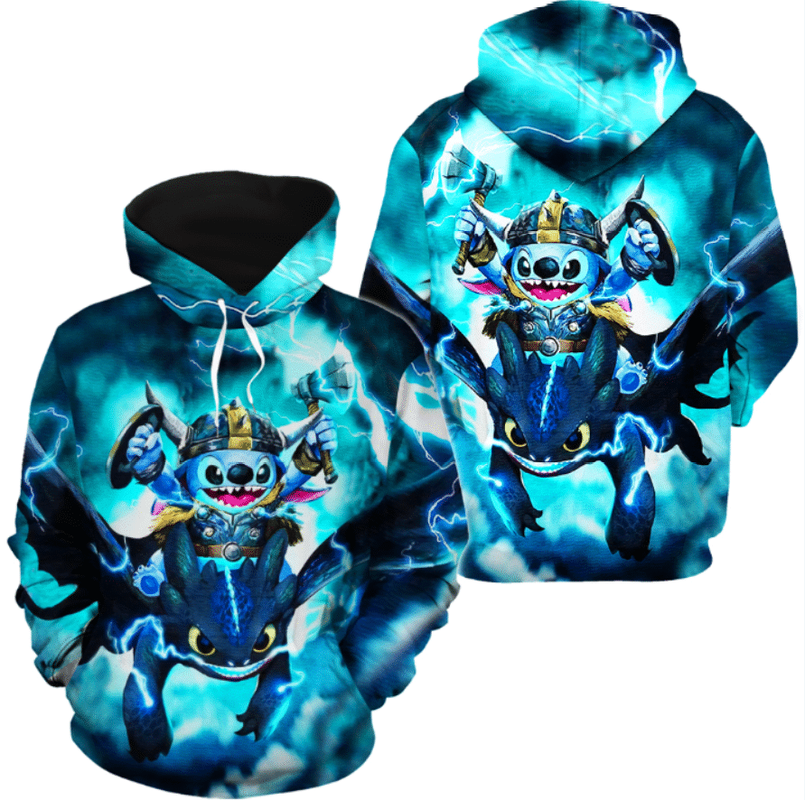 Stitch And Toothless Hoodie For Sale How To Train Your Dragon Unisex Size Hoodie