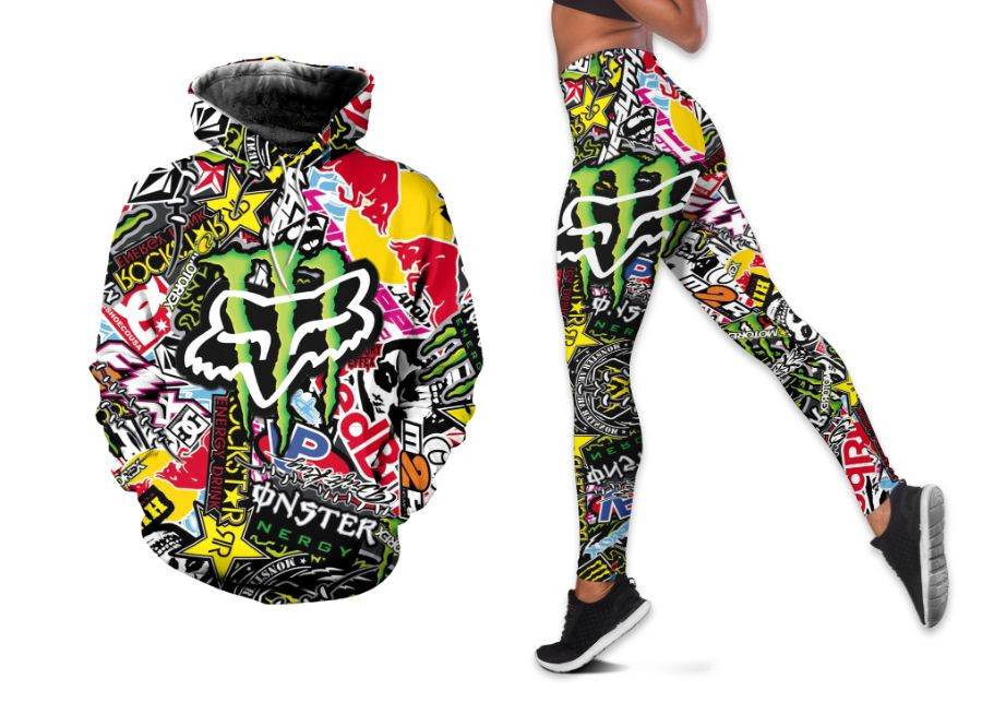 Gift For Racing Lover A Perfect Mix Monster Energy Rock StAr FOx Racing Hoodie And Leggings