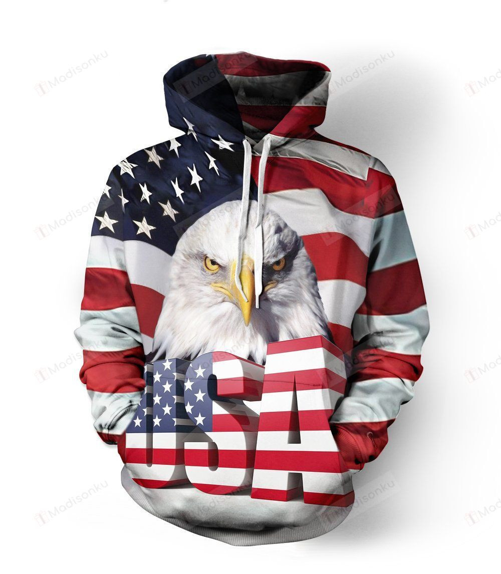 Big USA Eagle 3D All Over Print Hoodie, Zip-up Hoodie