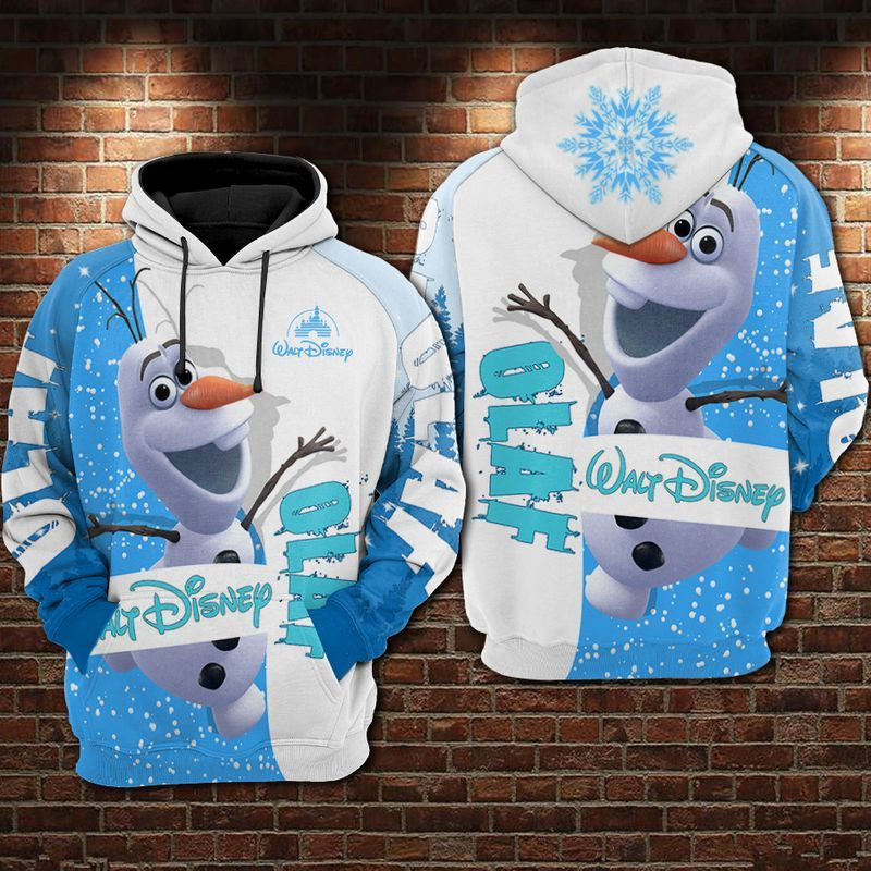 Disney Gifts Walt Disney Gifts Olaf With Snowflakes Olaf Hoodie 3D Unisex Hoodie