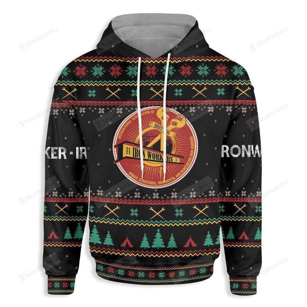 Iron Worker Christmas For Unisex 3D All Over Print Hoodie, Zip-up Hoodie