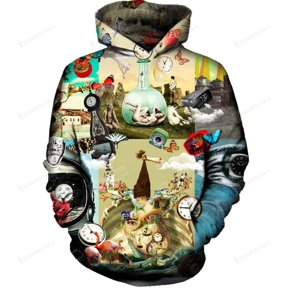 Time Flies 3D All Over Printed Hoodie, Zip- Up Hoodie