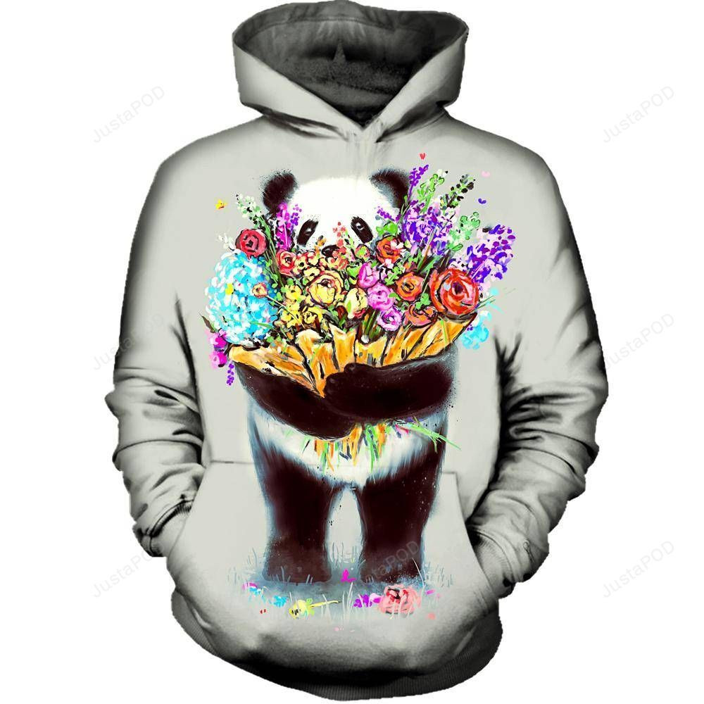 Pandas Got Flowers For You 3D All Over Printed Hoodie, Zip- Up Hoodie