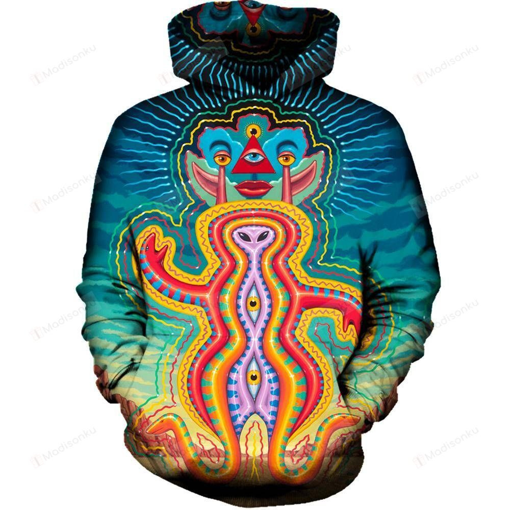 Mescalito 3D All Over Printed Hoodie, Zip- Up Hoodie