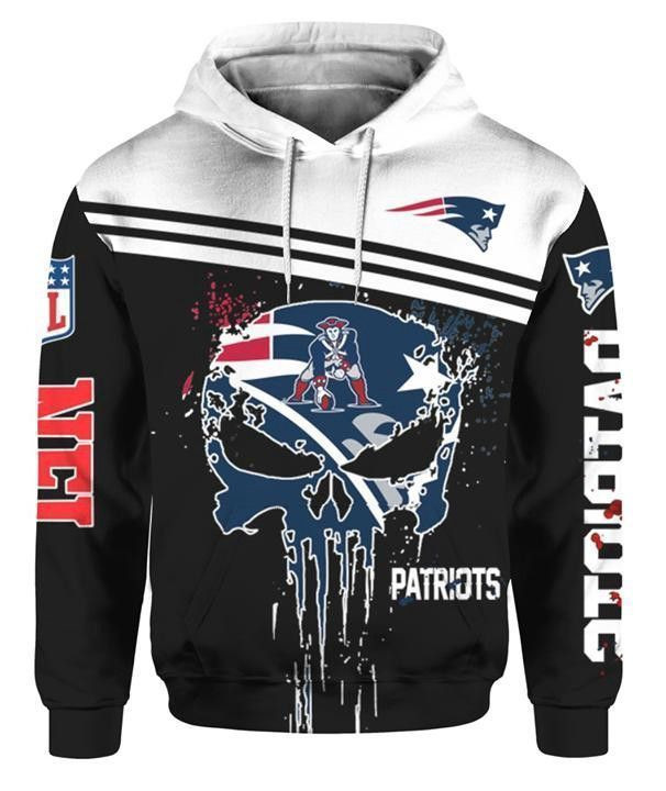 New England Patriots Nfl Skull Pullover And Zippered Hoodies Custom 3D Graphic Printed 3D Hoodie All Over Print Hoodie For Men For Women