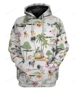 French Bulldog Hawaii Beach Retro 3D All Over Print Hoodie, Zip-up Hoodie