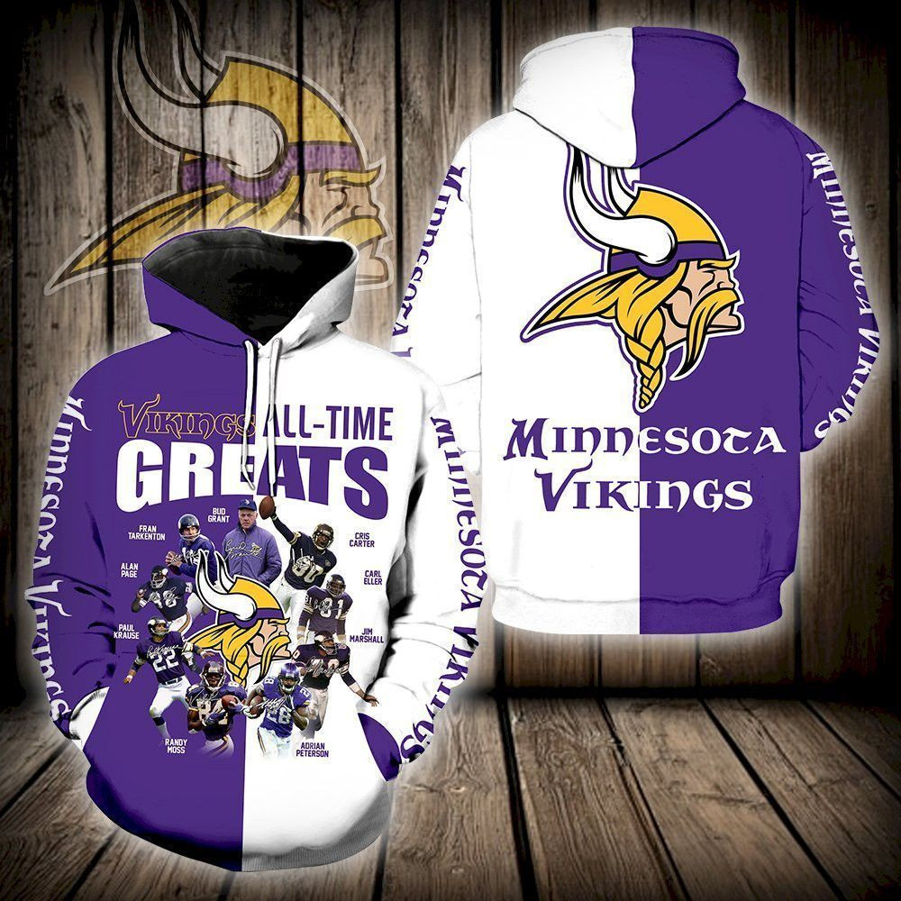 Minnesota Vikings All Time Greats 3D Hoodie For Men And Women