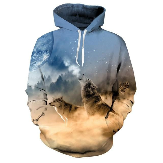 Colorful Wolves Pack 3d All Over Print Hoodie, Zip-Up Hoodie