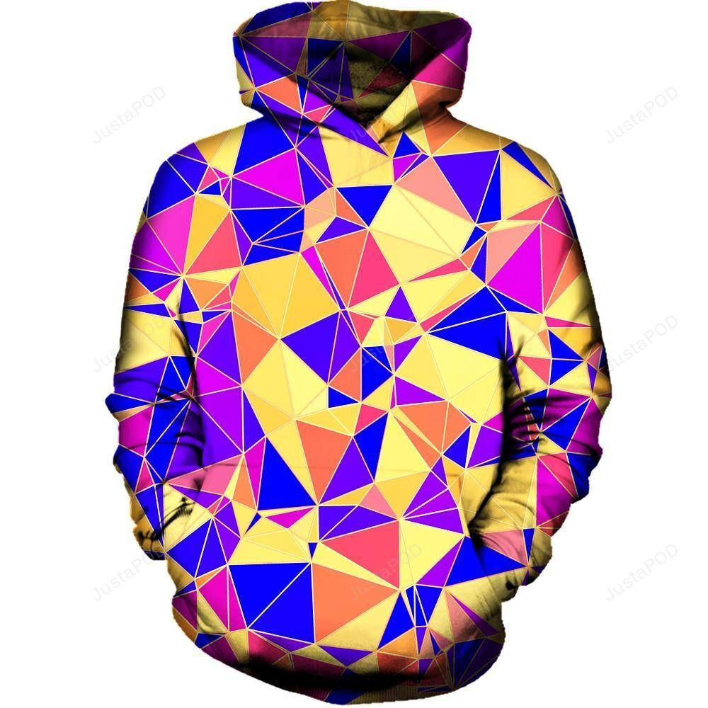 Funky Triangles 3D All Over Printed Hoodie, Zip- Up Hoodie