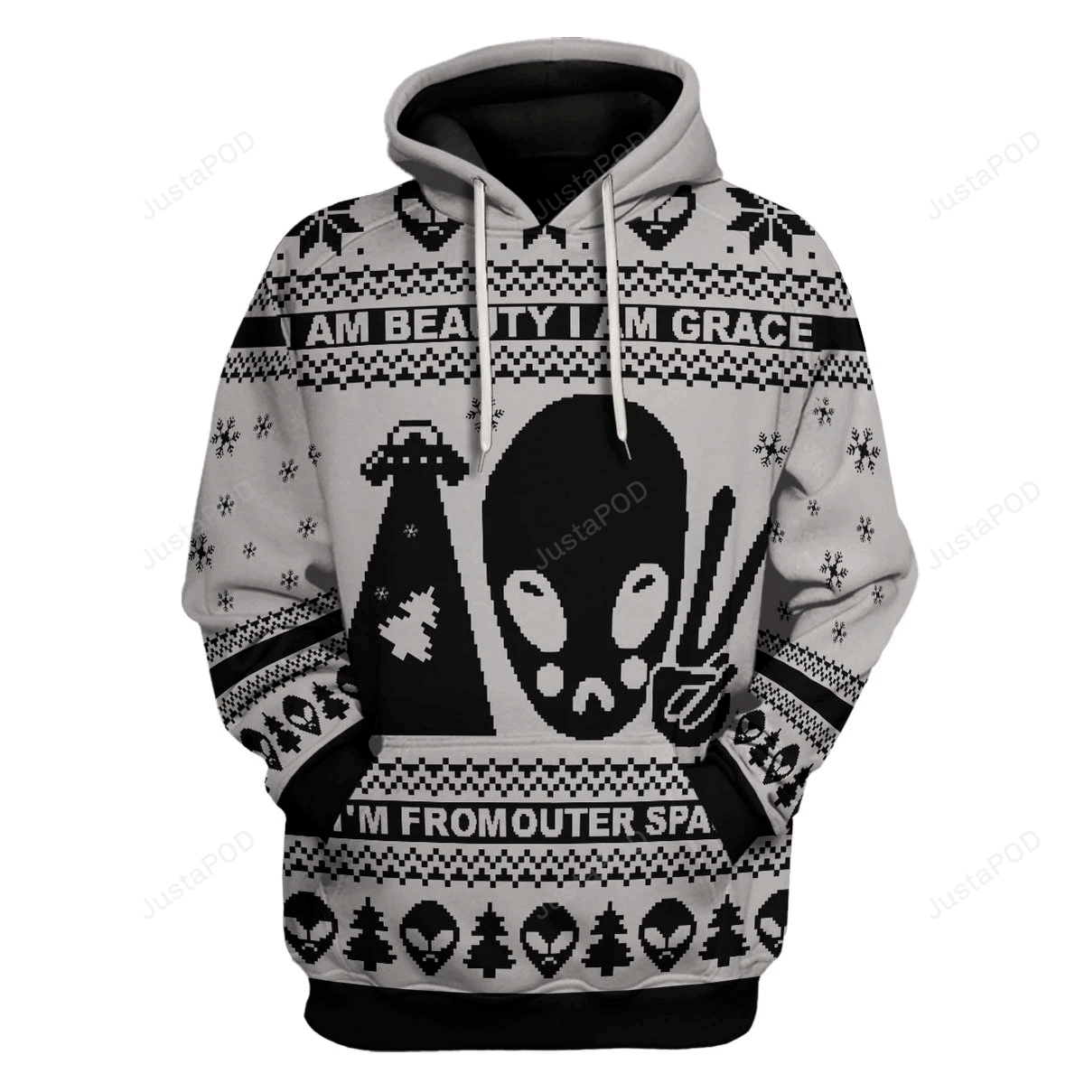 Space Alien 3D All Print Hoodie, Zip- Up Hoodie