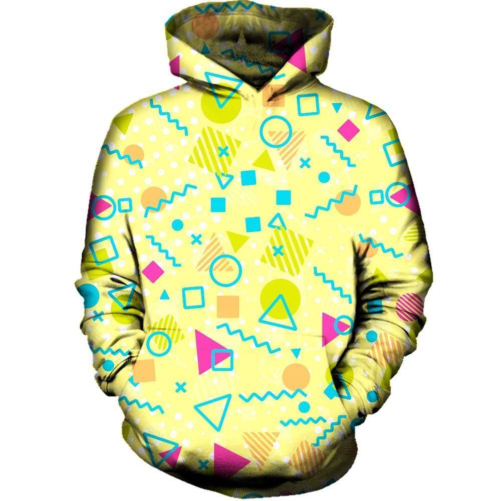 Playful Shapes 3D All Over Printed Hoodie, Zip- Up Hoodie