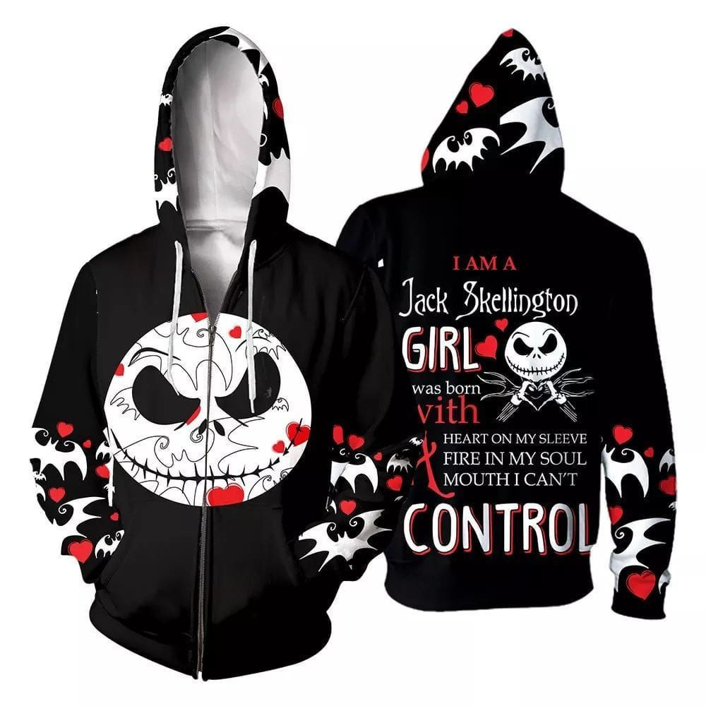 Nightmare Beforeristmas Gift Halloween Gift The Nightmare Beforeristmas I Am A Jack Skellington Girl Xmas Gift Zip Up Unisex Hoodie