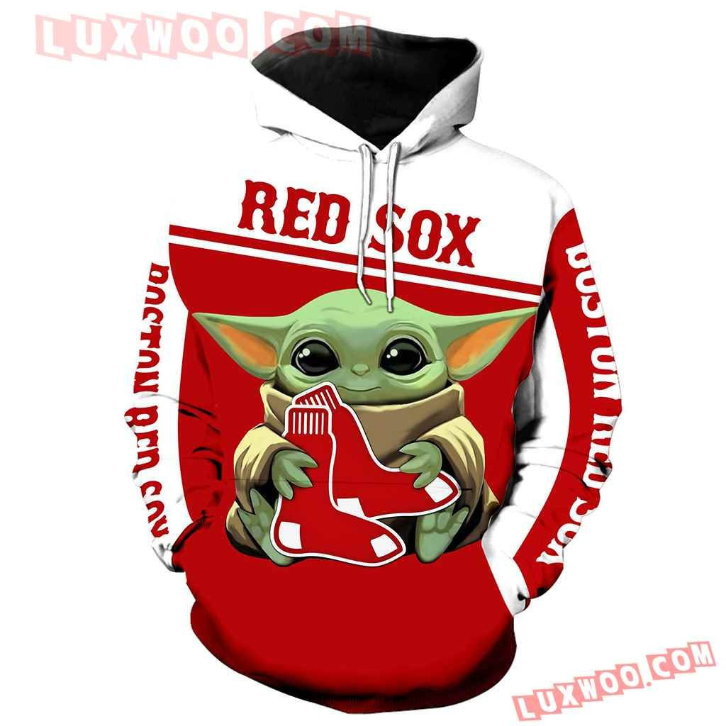 Mlb Boston Red Sox Baby Yoda 3d Hoodie New Full All Over Print  2021