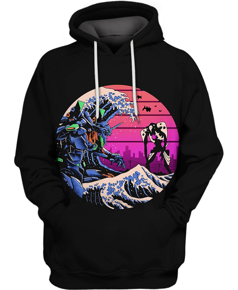 Retro Wave EVA 3D All Print Hoodie, Zip- Up Hoodie