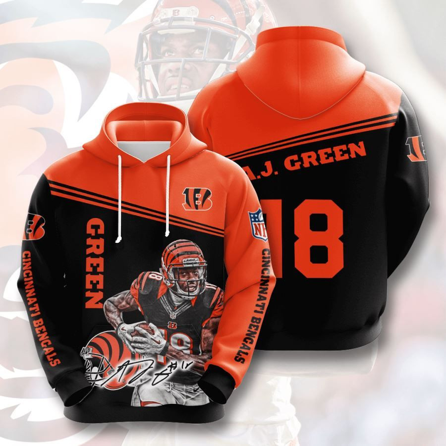 Cincinnati Bengals Green Unisex 3D All Over Print Hoodie, Zip-up Hoodie