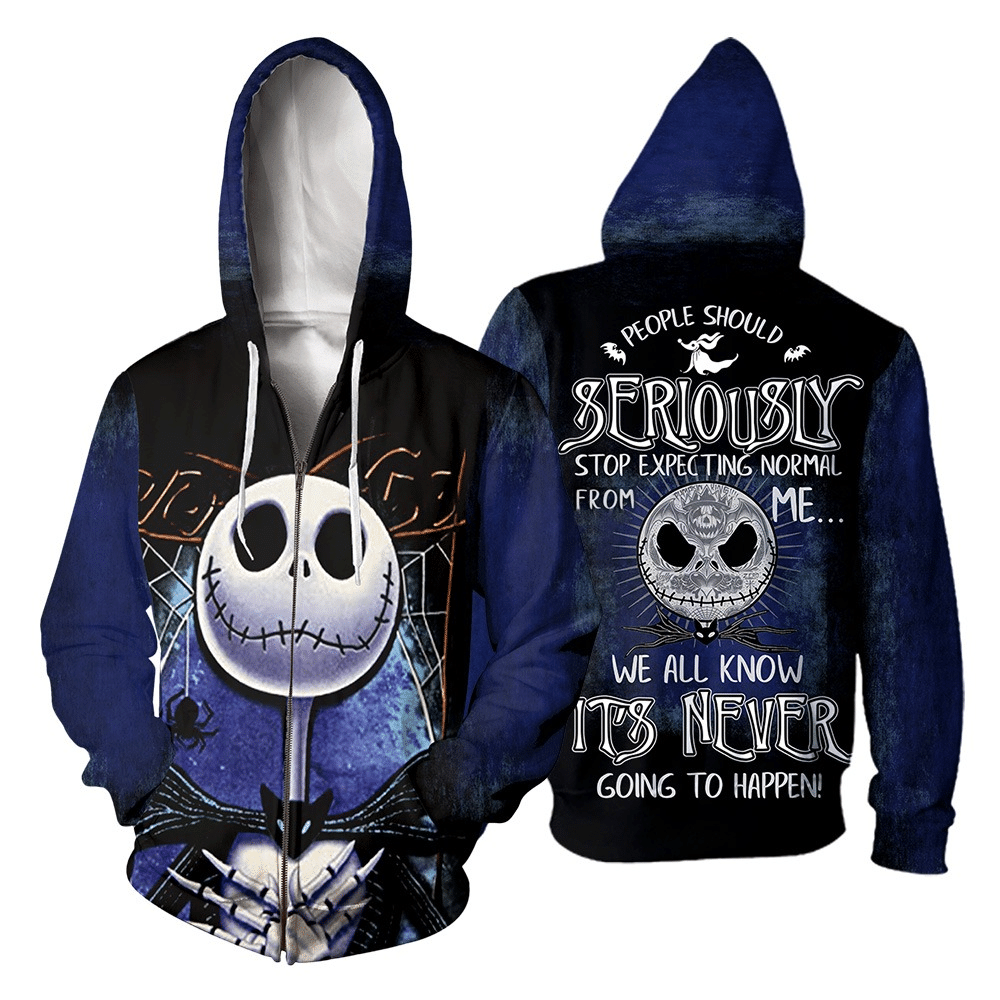 Nightmare Beforeristmas Gift Halloween Gift The Nightmare Beforeristmas Jack Skellington We All Know It Never Going To Happen Xmas Gift Zip Up Unisex Hoodie