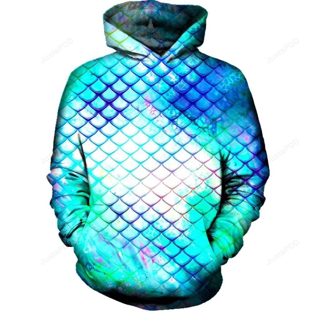 Teal Dragon Scales 3D All Over Printed Hoodie, Zip- Up Hoodie