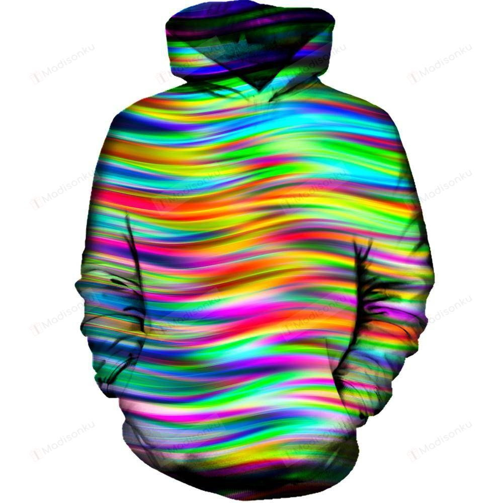 Green Flow 3D All Over Printed Hoodie, Zip- Up Hoodie