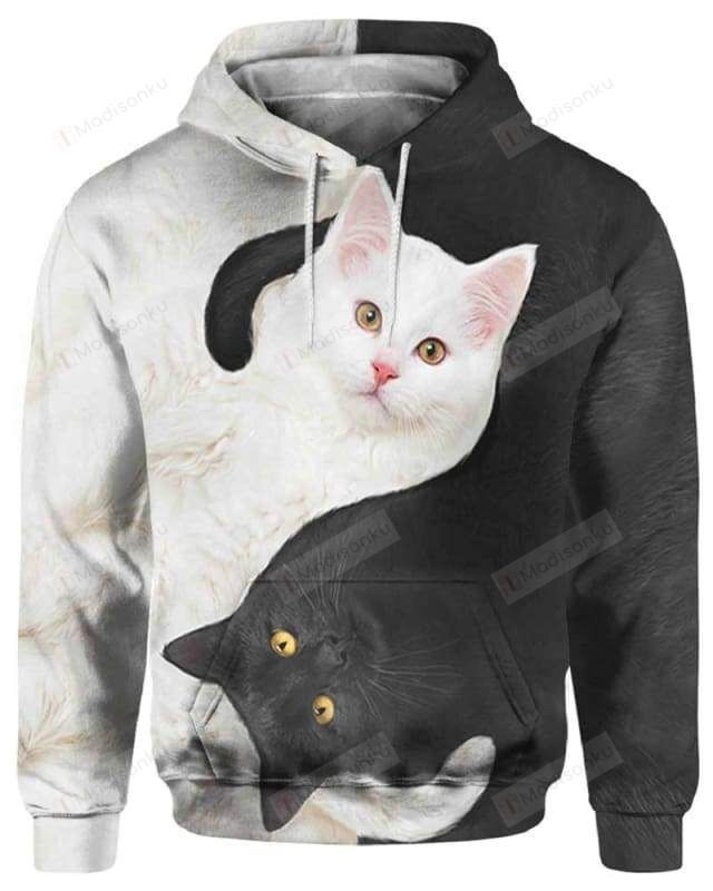 Yin Yang Cats 3D All Print Hoodie, Zip- Up Hoodie