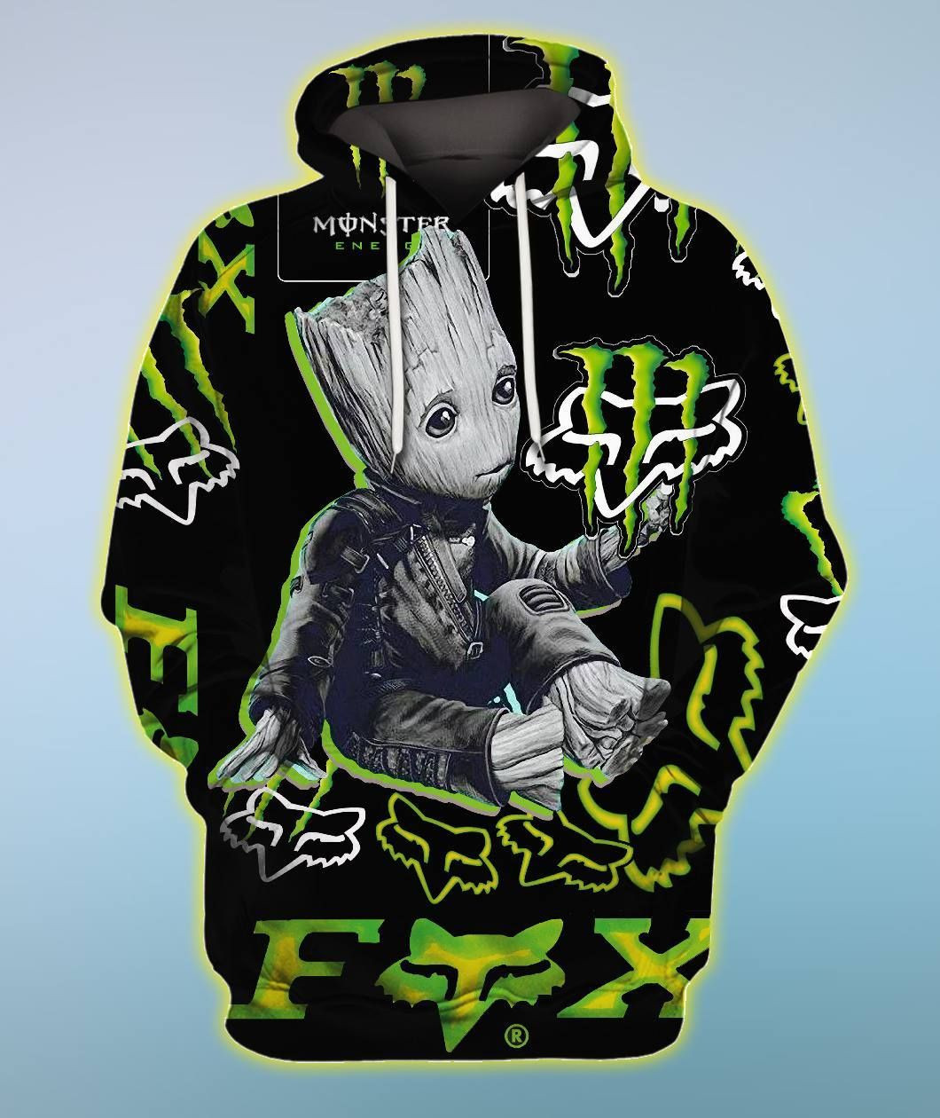 Groot Black Green Fox Monster Energy Unisex Size Hoodie