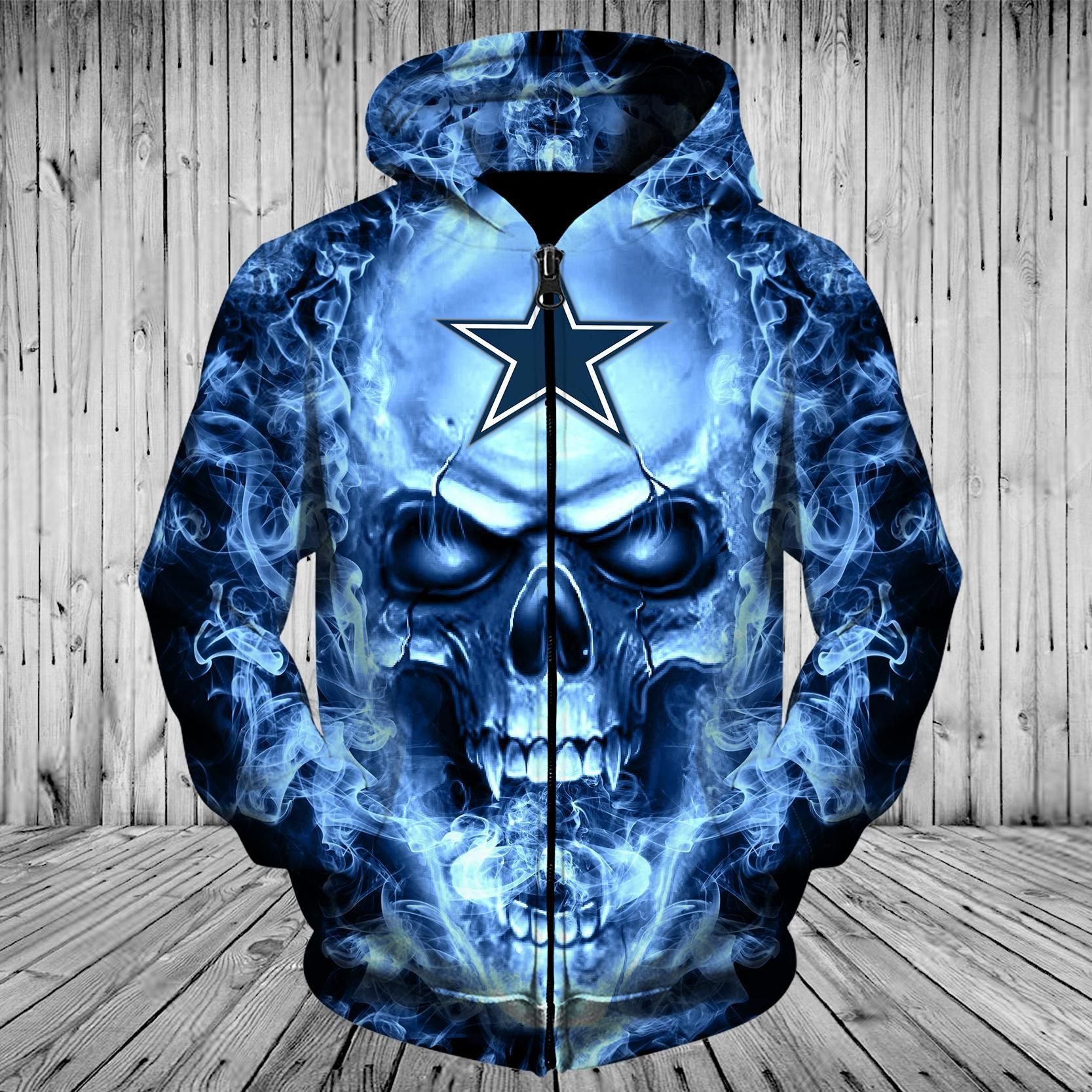 Dallas Cowboys Skull Nfl Limited Edition Men's And Women's 3D All Over Print Hoodie, Zip-up Hoodie