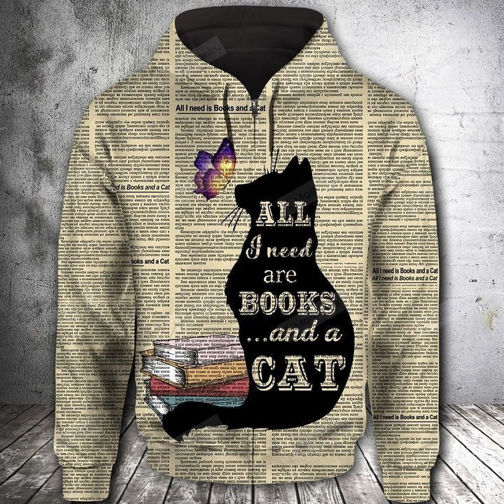 Book And Cat 3D All Over Print Hoodie, Zip-up Hoodie