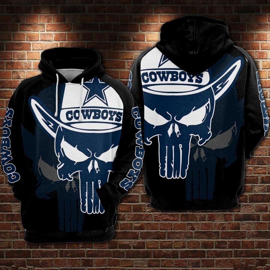 Dallas Cowboys NFL Punisher Skull Black Men And Women 3D Full Printing Pullover Hoodie And Zippered Dallas Cowboys 3D Full Printing Shirt 2020