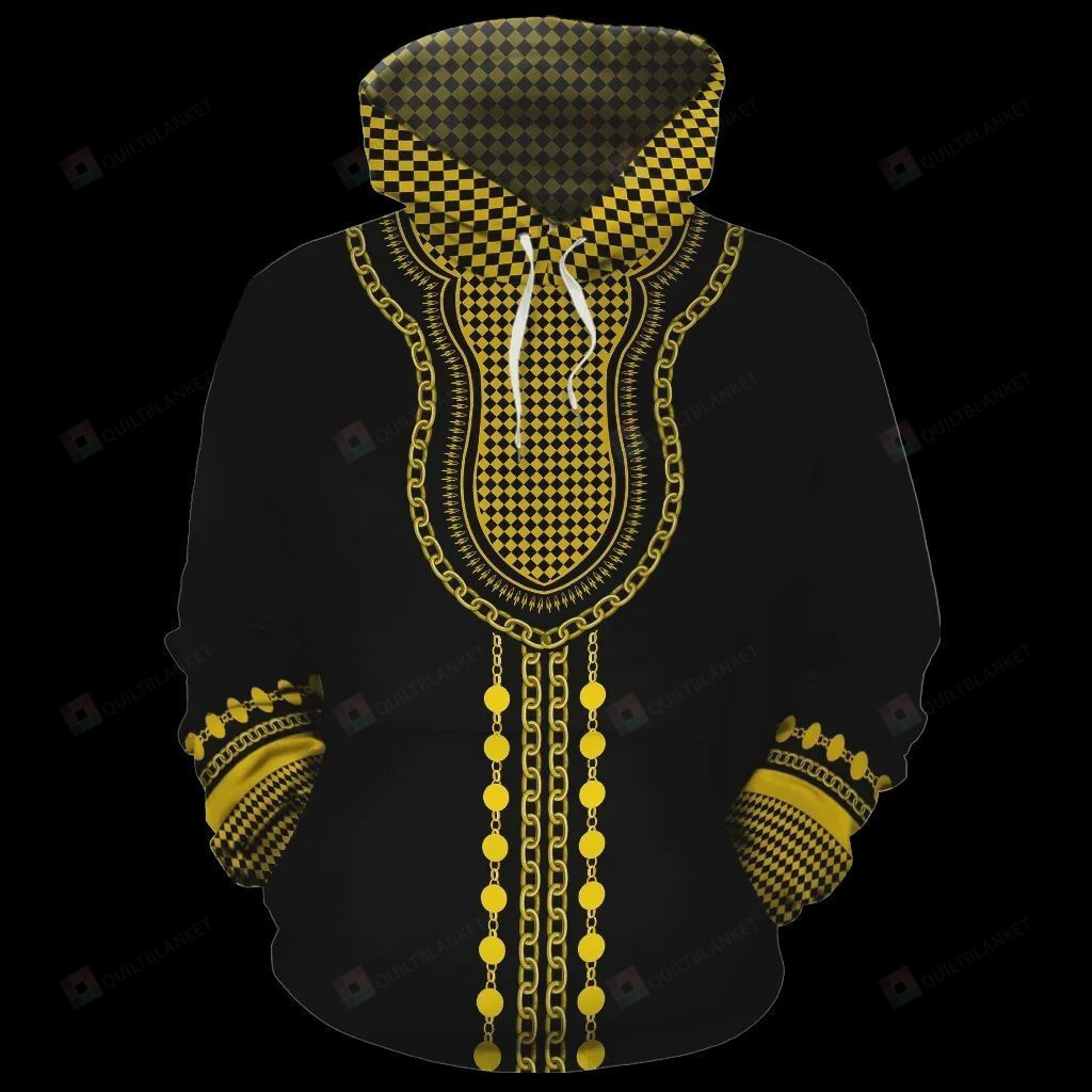 Africa Zone - Ankara Gold 3D All Over Printed Hoodie, Zip- Up Hoodie