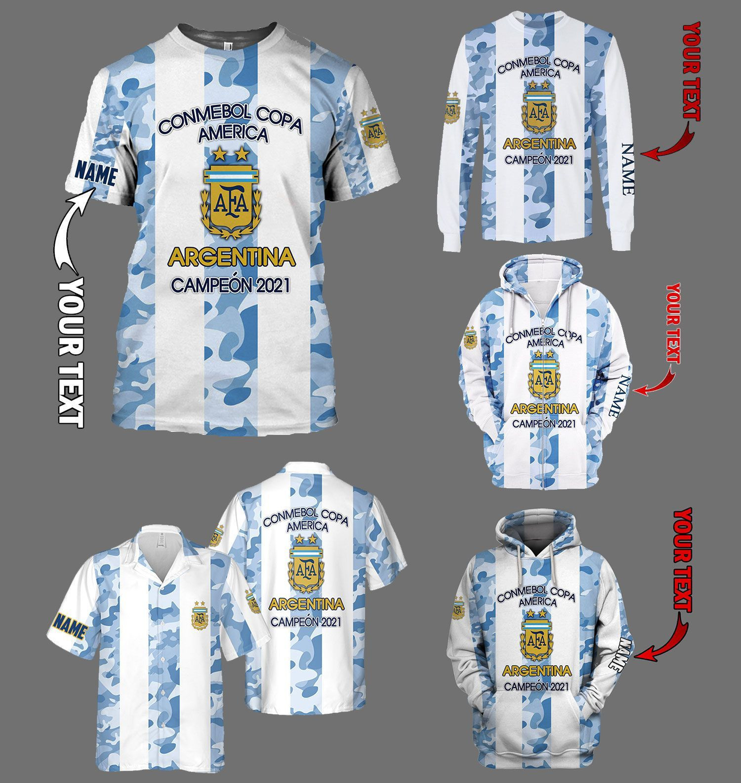 Argentina Campeón 2021 Conmebol Copa America Camiseta Selección De Fútbol De Argentinaampion Personalized Tshirt 3D Or Hawaii Shirt Or Hoodie Or Zip-up Hoodie Or Sweatshirt