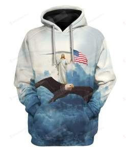 Jesus in American Flag 3D All Over Print Hoodie, Zip-up Hoodie