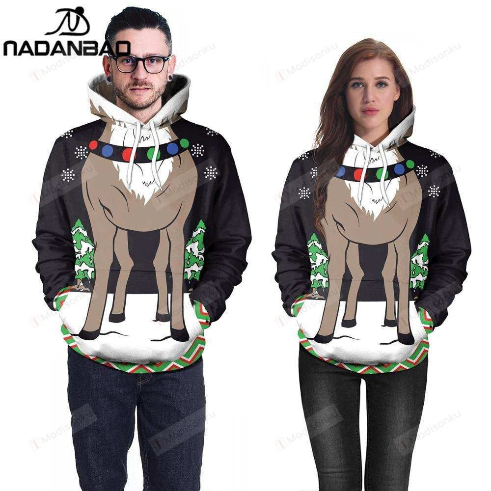 Gray Reindeer For Unisex 3D All Over Print Hoodie, Zip-up Hoodie