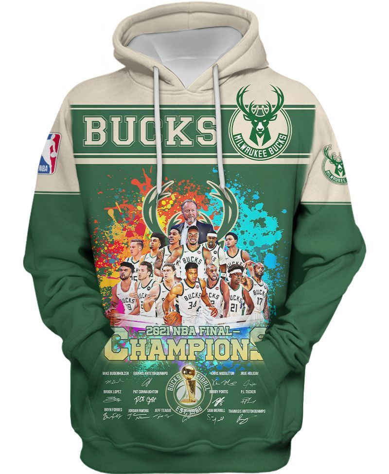 Giannis antetokounmpo milwaukee bucks shirt Hoodie 3D NBA Finals CHAMPION 2021