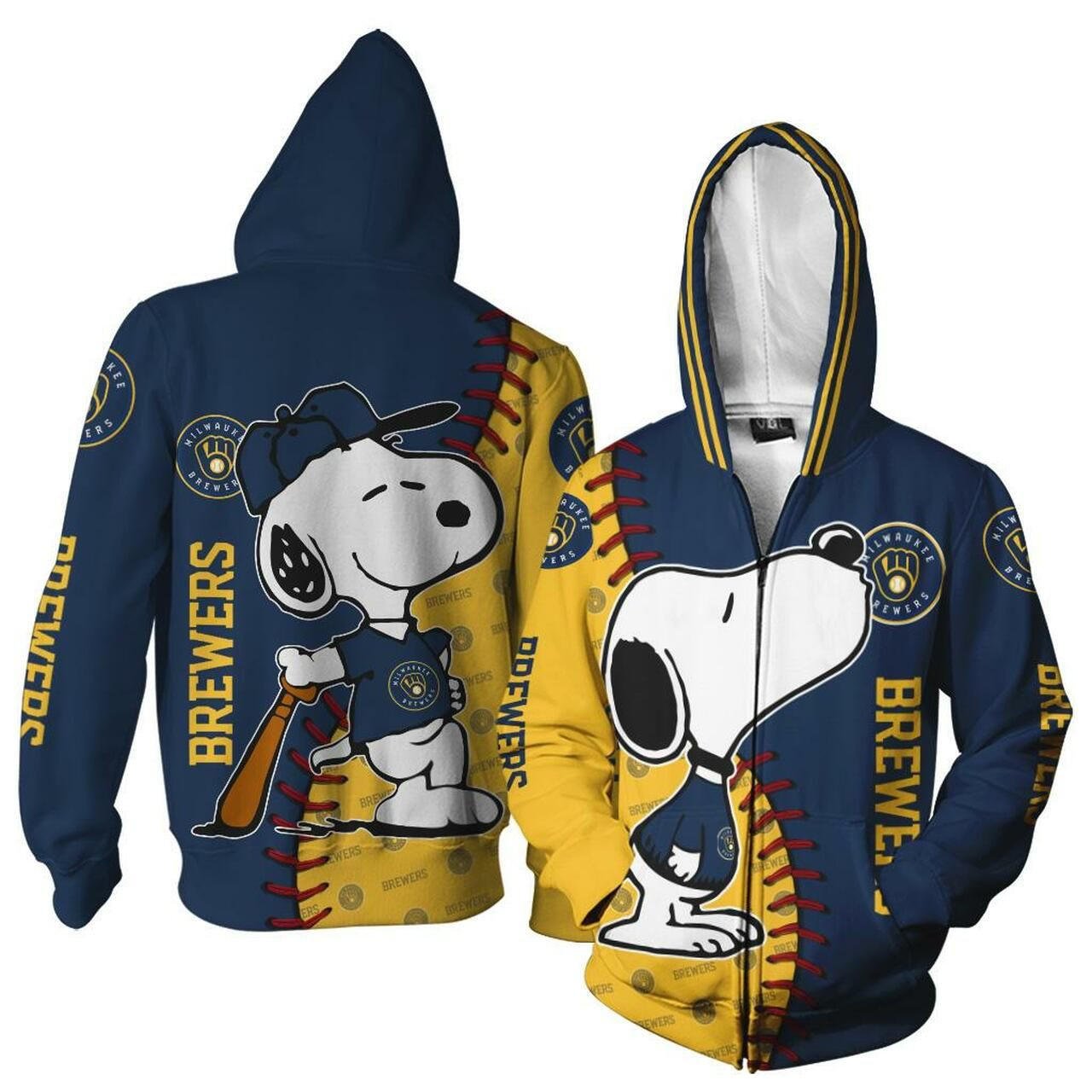 Milwaukee Brewers Mlb Baseball Hoodie 3D T-Shirt Sweatshirt Zip Hoodie All Over Print Hoodie17878