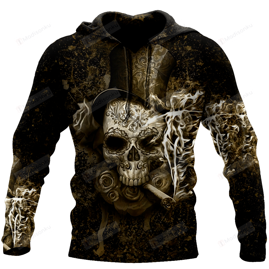 Skull Gothic Art 3D All Over Print Hoodie, Zip-up Hoodie