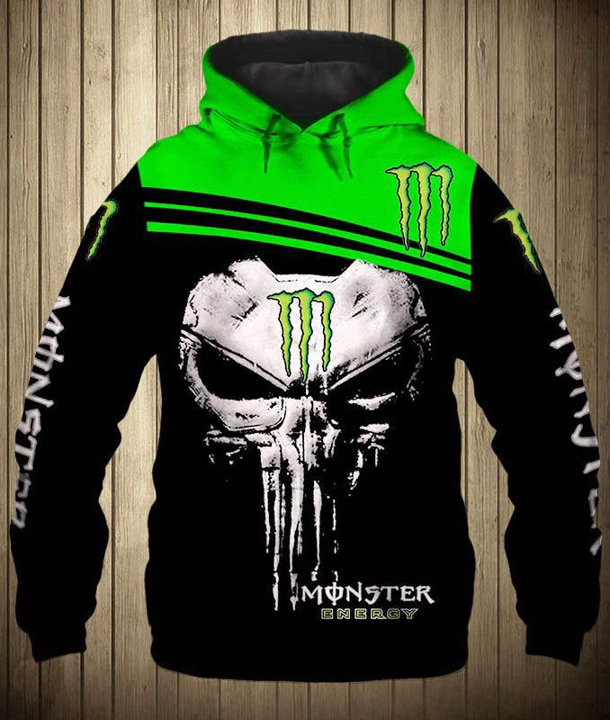 Skull Gift Green Monster Engergy Unisex Size Hoodie