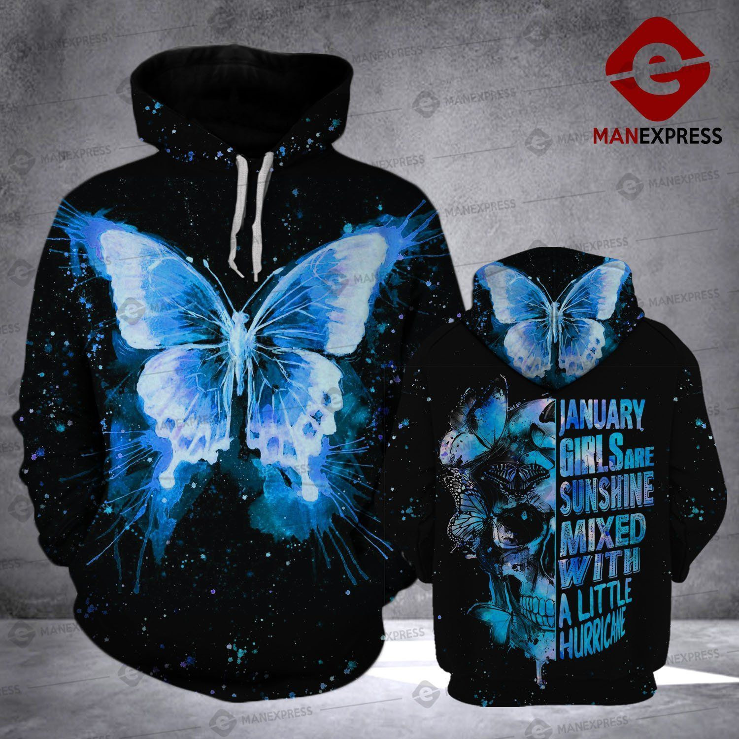 LKH JANUARY GIRLS HURRICANE BUTTERFLY Unisex 3D Hoodie All Over Print HJEVJ