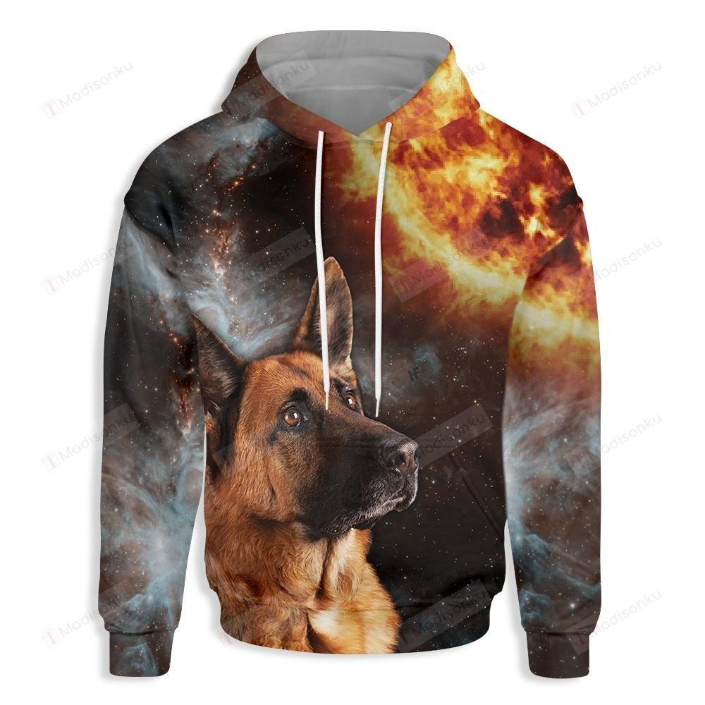 German Shepherd Looks At The Sun  3D All Over Print Hoodie, Zip-up Hoodie