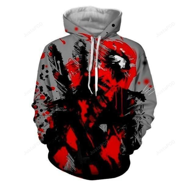 Red Art Deadpool 3D All Over Print Hoodie, Zip-up Hoodie