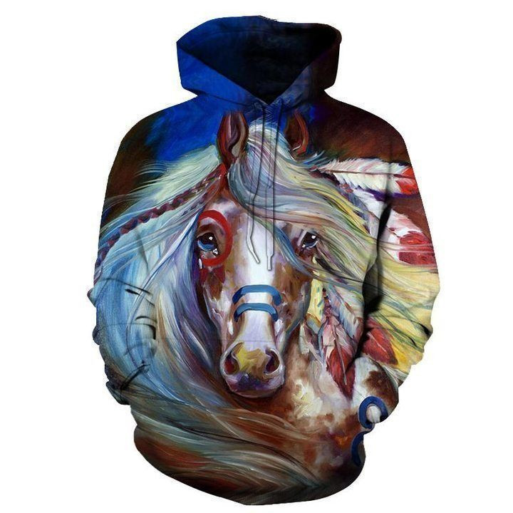 Horse Colorful Native American Hoodie BT09