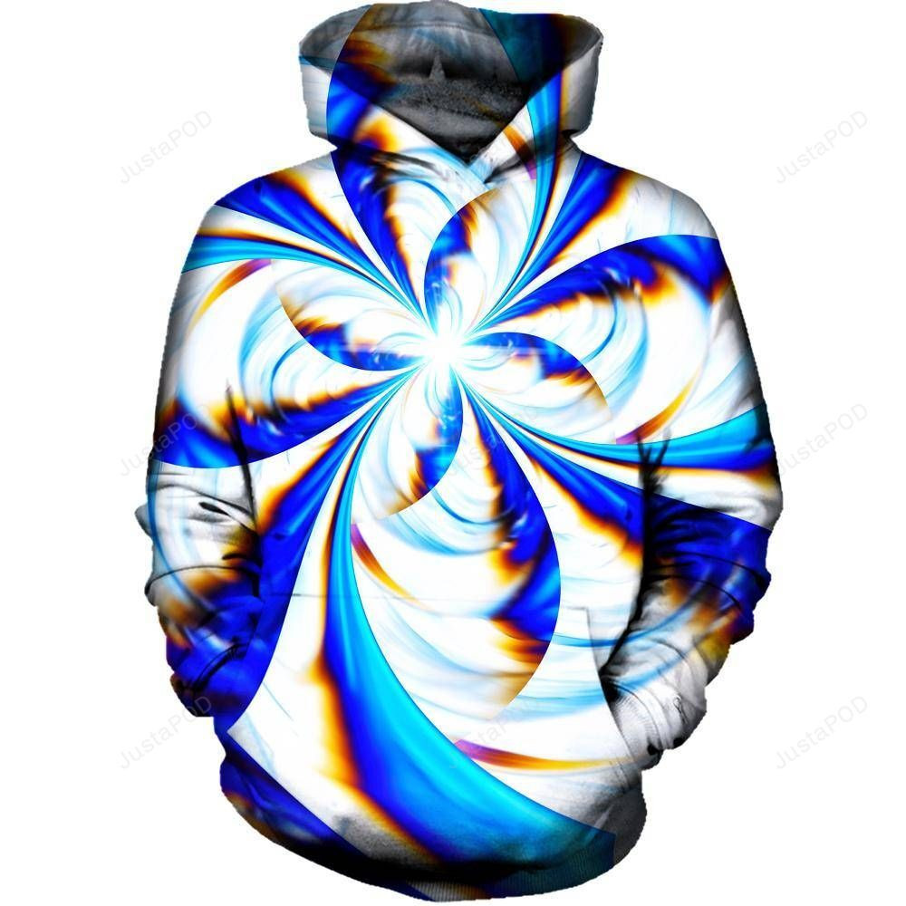 Blue Whirl 3D All Over Printed Hoodie, Zip- Up Hoodie